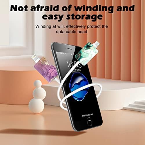 Marble Cable Protector for iPhone Type-c Charger,Sparkle Bling Marble Liquid Pattern 4 PCS Set Cable Protector for Women Girls Kids,Cable Chomper,Phone Charger Saver-Blue/White/Green/Purple