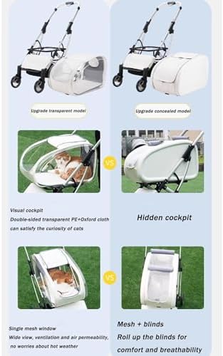 Foldable Pet Stroller，Pet Stroller for Small Medium Dogs,3 in 1 Folding Cat, W Removable Carrier,Car Seat,Sun Shades, Dog(Pink)