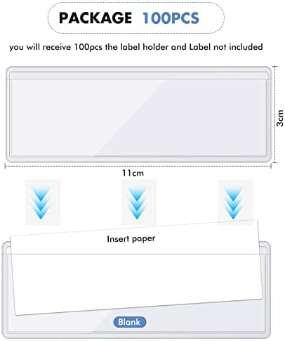 Epakh 50 Pcs Self Adhesive Label Holders 1.2 x 4.3 in Shelf Tag Pockets | Insert Card Sleeves for Storage Bin Shelving Warehouse Office Retail Drawer Mailbox Organization Identification