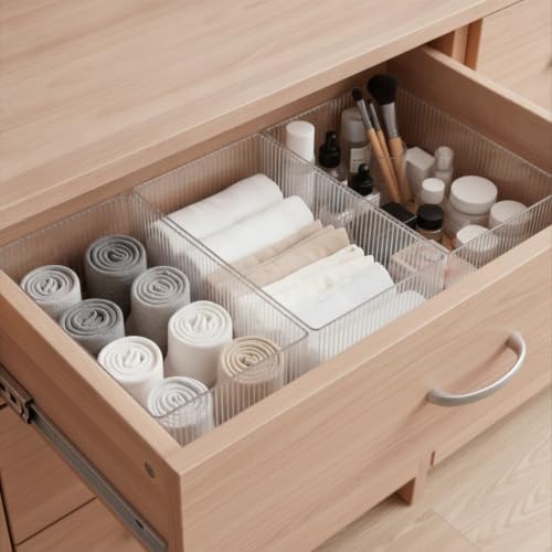Drawer Divider, Cuttable PET Organizer | Flexible Layouts, Cuttable Drawer Insert, Clothing Organization, For Apartment Dwellers