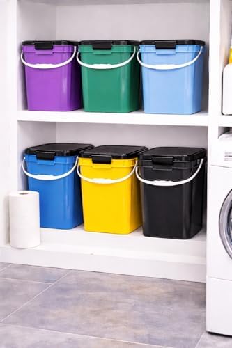 House Naturals 4 Gallon Square Food Grade Plastic Bucket with Lid, Made in USA (Pack of 2) (Purple)