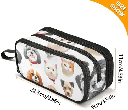 Art Pattern Pencil Case Zipper Pencils Pouch Boys Pen Bags Teen Girls Organizer Back to School Supplies Playful Dog Cat Pet Smile Print Pencil Bag Storage