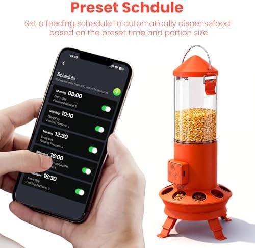 Automatic Chicken Feeder, Smart Chicken Coop Accessories, APP Smart Remote Control Chicken Feeders No Waste, Preset Feeder Schedule, 9 Chicken Feeder Port, Professional Poultry Feeding Equipment