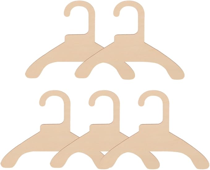 5pcs Wood Clothing Hanger for Pet Clothes, 6.3 Inch Wooden Rack | Lightweight Non Skid Holder, Firmly Fixes Garments, Travel Use and Drying, for Dog Puppy Cat Apparel