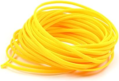 Bettomshin 1Pc 32.8Ft(10m) Cable Management Sleeve, 3/16"(4mm) Width PET Yellow Cord Protector, Wire Loom Tube Insulated Split Sleeving for USB Cable Power Cord Organizer Video Cable Hider