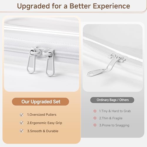 5 Pack Clear Hard Shell Zipper Case Diaper Organizer | 1.0mm Hard Shell, Upgraded Large Zipper Pulls, Clear Travel Pouches, Smooth Zipper Closure, Holds Shape