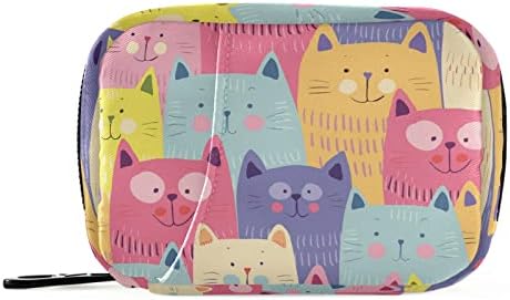 Colorful Cat Pill Box 7 Day Pill Case Travel Pill Organizer Bag with Zipper Portable Weekly Case Compact Size for Vitamin Supplement Holder