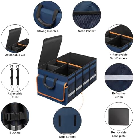 GDNasist Car Trunk Organizer and Storage for Car, SUV & Sedan