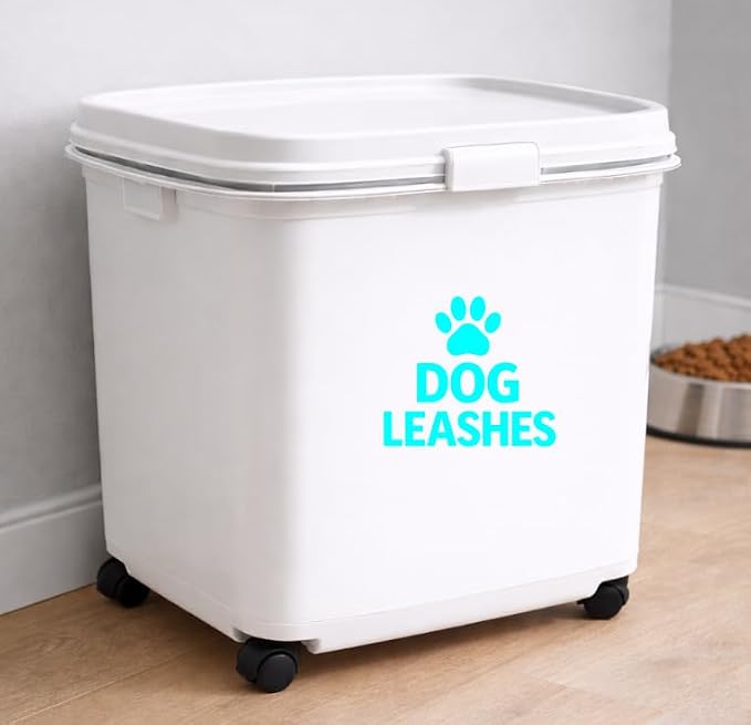 Dog Leashes Vinyl Decal – Waterproof Storage Label Sticker for Pet Organizer Bin or Hook Station (Mint)