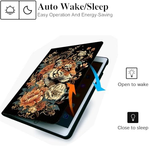 for Microsoft Surface Go 4/3/2/1-10.5" 2021 Tablet Case,Auto Wake/Sleep,Adjustable Stand Protective Cover - Tiger Floral