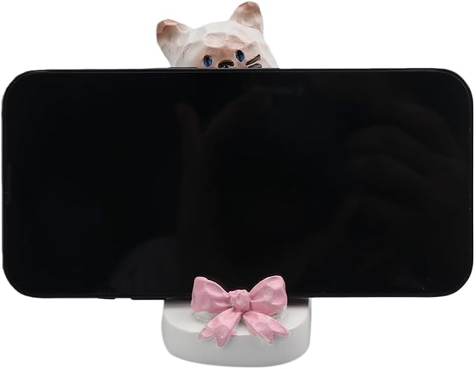 Cute Kitten Phone Stand Adorable Sitting Cat Phone Holder Cartoon Animal Mobile Holder Tablet Stand Cat Desk Ornament