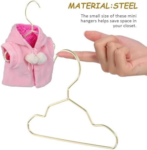 Alipis 10pcs Metal Dog Clothes Hangers Small Pet Hangers Lightweight Golden Mini for Pet Clothes Easy to Carry Portable Clothing Rack Gift for Owners