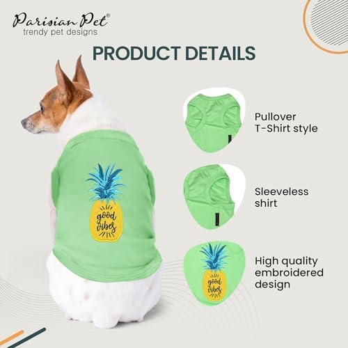 Parisian Pet Dog Shirt – 100% Cotton Shirts for Small Dogs – Tropical Sleeveless Pet Vest – Lightweight and Breathable Dogs Apparel – Cute Dog Clothes - Stretchy T Shirts for Pets