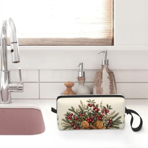 Cranberry Small Makeup Bag, 600D Oxford Cosmetic Pouch for Women | Cranberry Cosmetic Bag, Double-Sided Printed Toiletry Pouch with Foam Padding for Women, Travel, Gym, Weekend and Daily Use