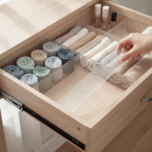 Drawer Divider, Cuttable PET Organizer | Flexible Layouts, Cuttable Drawer Insert, Clothing Organization, For Apartment Dwellers