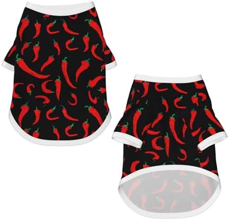 Red Chili Pepper Dog Shirt Pet Cotton T-Shirt Breathable Dog Clothes