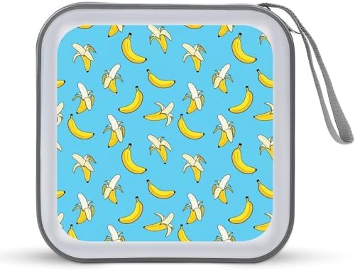 Portable Protective CD Holder Cute Banana, 40-Disc Hard Case with Zipper, Storage Binder for Music Movies Game Collections