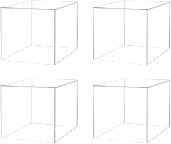4 Pack Acrylic Cube Clear 6" Flower Vase Decorative Centerpiece Box for Homes and Weddings No Lid No Assembly by Marketing Holders