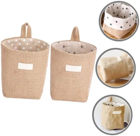 2pcs Multi-function Wall Hanging Storage Basket Cotton Linen Organizer for Toys Sundries and Clothes Safe for Pets Home Nursery and Decor