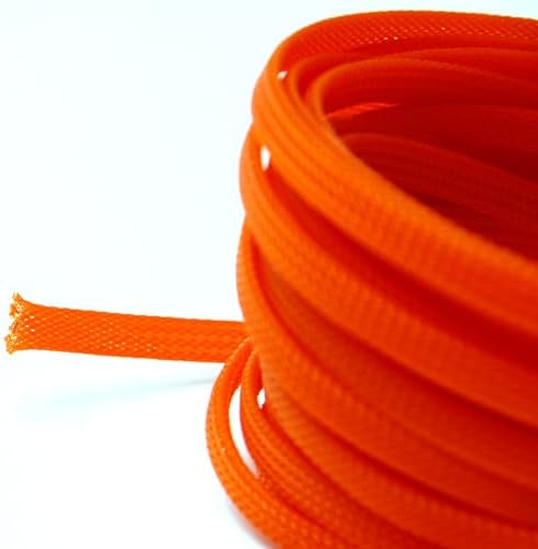 Bettomshin 1Pc 32.8Ft(10m) Cable Management Sleeve, 1/4"(6mm) Width PET Orange Cord Protector, Wire Loom Tube Insulated Split Sleeving for USB Cable Power Cord Organizer Video Cable Hider