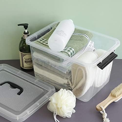 Farmoon 12 Quart Clear Storage Bin, Plastic Stackable Box with Lid, 1 Pack