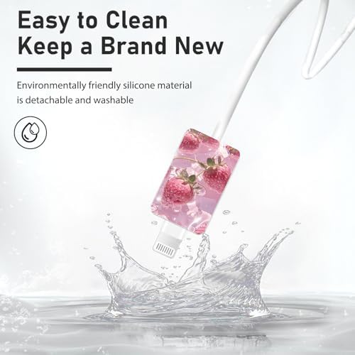 CameCosy Cable Protector for iPhone Type-c Charger, Kiwi/Cherry/Strawberry/Grape Pattern 4 PCS Phone Cable Case,Data Cable Saver,Charging Cord Protector for iPhone
