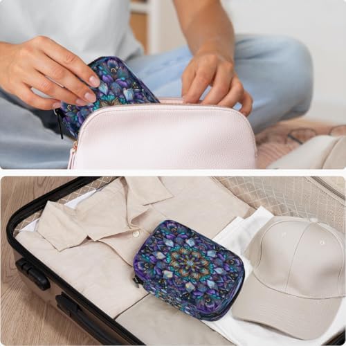 Pill Organizer Box Mandala Ethnic Style Purple 7-Day Weekly Medicine Pill Case Travel Pill Container Portable Pill Holder Storage Purse Bag Small Compact Size for Vitamin Supplement Birth Control