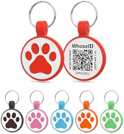 QR Code Cat Tag, Modifiable Pet Online Profile, Multiple Emergency Contact, Scannable QR Code, Instant Location Email Alert, Collar Accessories (Medium to Large Breeds - 1.25", Red)
