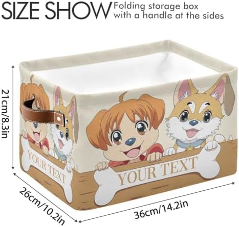 Personalized Dog Storage Basket with Handles, Customized Pet's Name Foldable Storage Bins Organizer Bag for Coats, Blankets, Clothes, 1PC