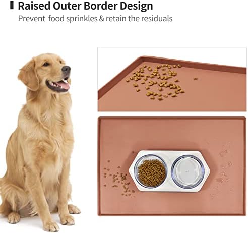 Silicone Dog Food Mat Waterproof Pet Feeding Tray for Medium and Large Dogs