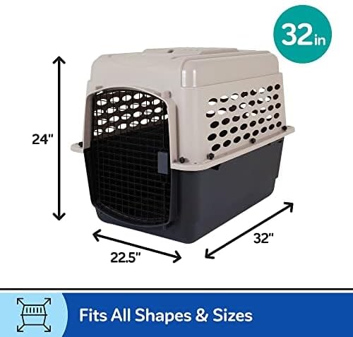 Petmate Vari Dog Kennel, 32in, Taupe and Black | Airline Friendly and Made of Durable Plastic, This Pet Crate Works Great for Home and Travel