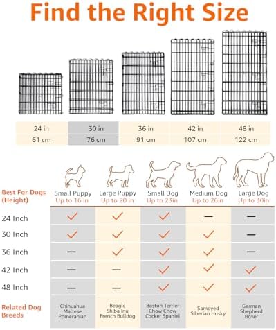 Amazon Basics Portable Foldable Octagonal Metal Exercise Dog Playpen, Indoor/Outdoor Pet Fence with Single Door, 8 Panels, Small, 30 Inches, Black
