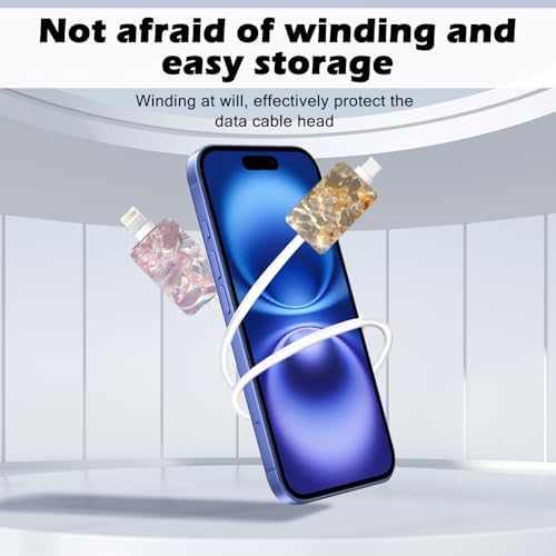 Cute Cable Protector 4PCS Set for iPhone Type-c Charger, Pink/Blue/Yellow Butterflies Pattern Phone Charger Protector for Women,Data Cable Saver,Charging Cord Protector for iPhone