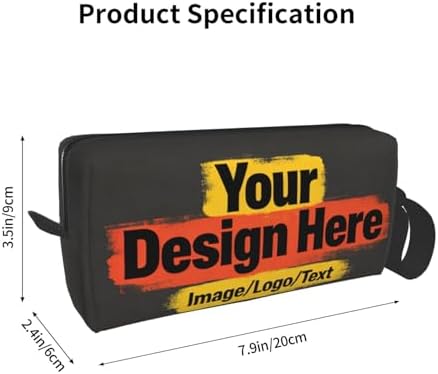 Custom Personalized Cosmetic Makeup Bag 7.9x3.5x2.4 Inch | Upload Your Own Image Photo Text, 600D Oxford Fabric Portable Travel Toiletry Bag with Shockproof Foam Protection for Women