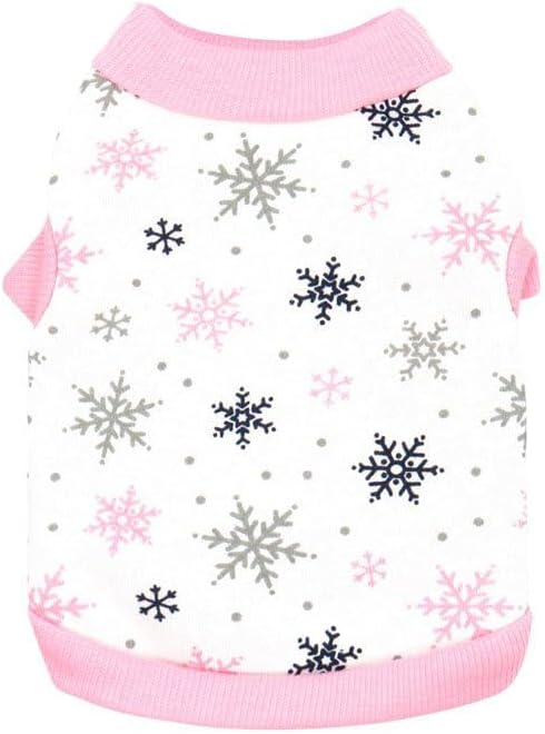 Dog Shirt, Red Snowflake Dog Clothes for Small to Medium Dogs, Unisex Dog Apparel for Holiday Celebrations, L