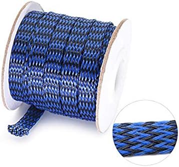 Black-Blue PET Expandable Sleeving Cord Protector Wire Loom Tubing Cable Sleeve for USB Charger Cable Power Cord Audio Video Cable Can Protect Cat Dog from Chewing Cords