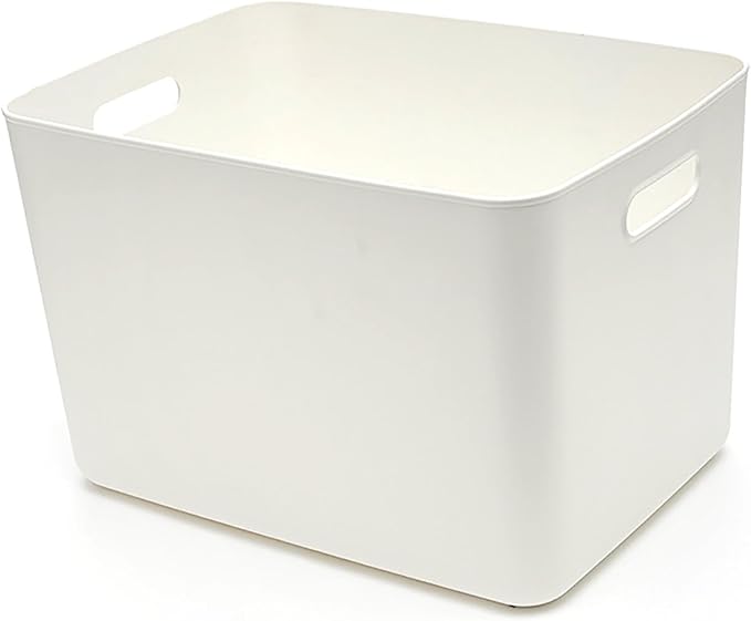 Large White PET Organizer Bins with Handles and Portable Design for Pantry Storage Bathroom Food Organization
