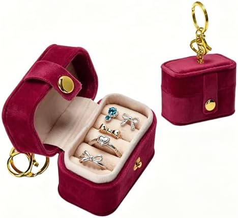 Velvet Dog Collar Ring Bearer Box with Clip-Red