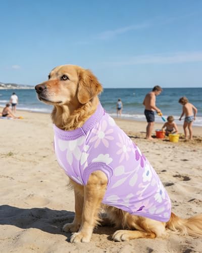 PET SHOW 4 Pack Summer Dog Shirts for Large Dogs Girl UPF 50+ UV Sun Protection Cooling Clothes Tank Top Floral Dog T-Shirts Pet Holiday Party Sleeveless Vest Pink(XXX-Large)