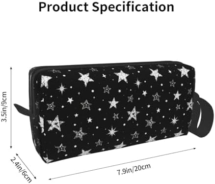 Cute Doodle Stars Makeup Bag for Women with Wrist Strap | Durable 600D Oxford Fabric, Impact-Resistant & Compact, Travel Cosmetic & Makeup Organizer for Gym & Daily Use