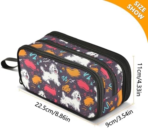Pet Dog Graffiti Pencil Case Large Capacity Pen Bag School Office Stationery Organizer Zipper Pencil Pouch for Teen Girls Boys Adult