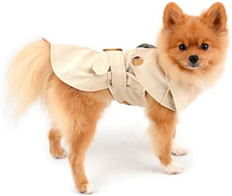 PAIDEFUL Trench Coat for Small Dogs, Khaki, M