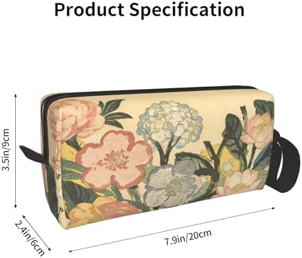 Vintage Floral Makeup Bag for Women with Wrist Strap | Durable 600D Oxford Fabric Cosmetic Organizer,Compact Travel Pouch with Handle for Gym & Daily Use
