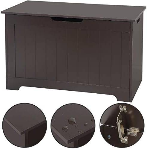30 Inch Wooden Storage Chest, Storage Trunk w/2 Safety Hinges,Storage Bench,Modern Lift Top Chest Box Organizer for Entryway,Living Room, Bedroom,Brown