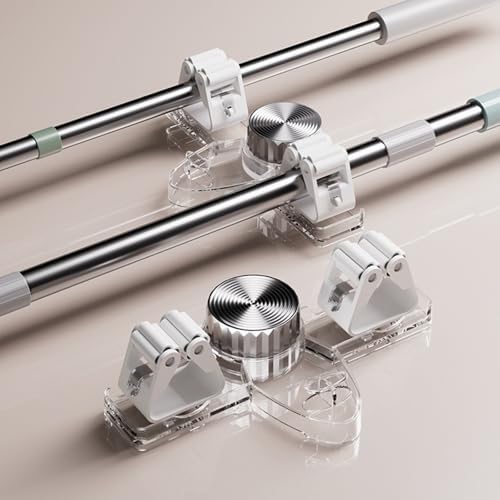 Broom Holder Mop Hanger Suction Cup Adjustable Organizers Removable Wall Mount Space Saving Designs for Various Surfaces Suction Cup Rack
