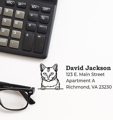 Peeking Burmilla Cat Address Stamp Self-Inking - Custom Stamp for Mail | Cat Address Stamp for Burmilla Cat Owners. Customized Return Address Stamp for Pet Lover Gifts. 4 case colors. Rectangular.