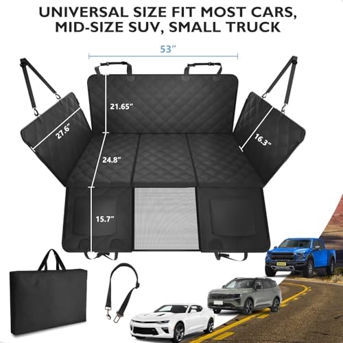 Hard Bottom Dog Car Seat Cover for Back Seat, with Egg Crate Foam