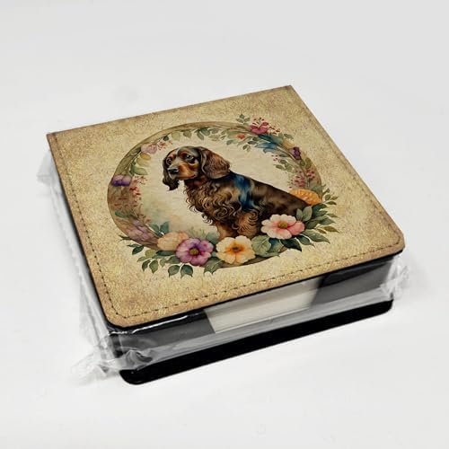 Caroline's Treasures Field Spaniel and Flowers PU Leather Note Paper Holder with Artist-Designed Cover, Desk Accessory, Office Gift