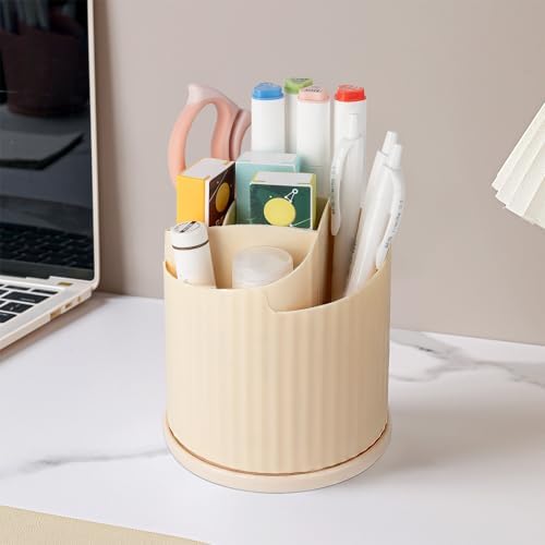 Anyoifax 360 Rotating Makeup Brush Holder Make Up Brushes Organizer, Beige
