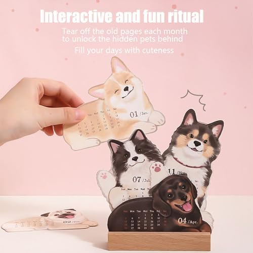 Desktop Calendar - 2026 Pet Theme Planner, Adorable Puppy Kitten Design, Academic Schedule Organizer Pad | Cute Desk Accessory for Office School Home Classroom Teacher Kids Daily Planning